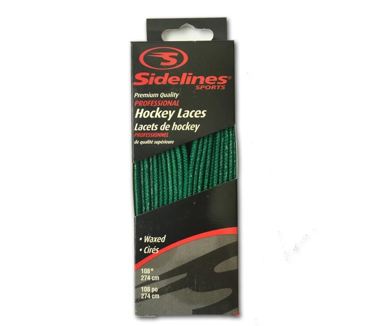Shoelaces sidelines hockey waxed green 96-120 inches